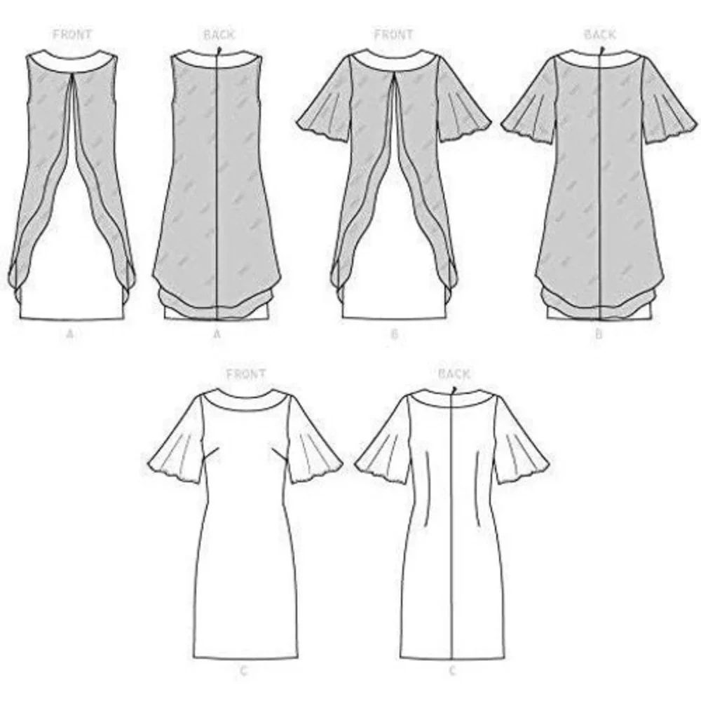 Butterick B6656 Dress Sewing Pattern Women‎ Size 18W-24W Easy Overlay Fitted